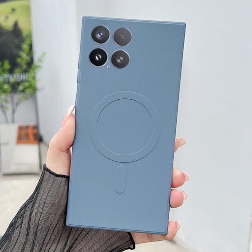 Funda magnética MagSafe de silicona líquida de color sólido para Xiaomi 15 (gris lavanda)