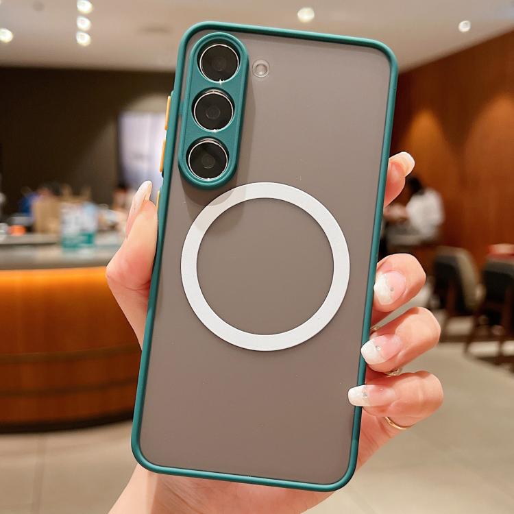 Funda MagSafe con diseño de ojo de águila y tacto suave para Samsung Galaxy S21+ 5G (verde oscuro)
