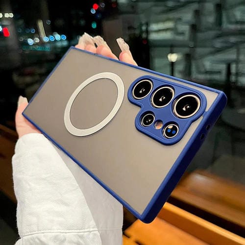 Funda MagSafe con diseño de ojo de halcón para Samsung Galaxy S24 Ultra 5G (azul rey)