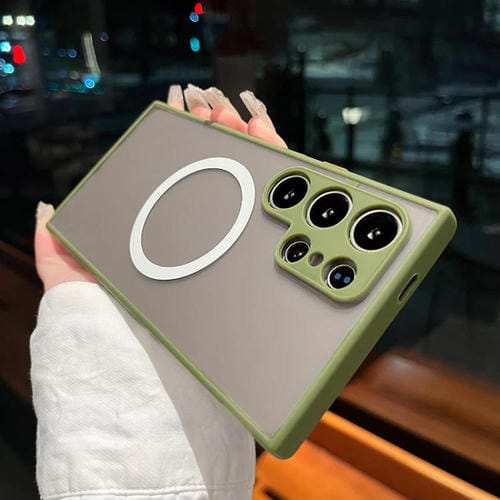Funda MagSafe con diseño de ojo de halcón para Samsung Galaxy S24 Ultra 5G (verde militar)
