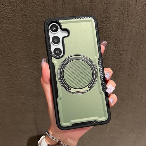 Funda metálica con rotación de 360 grados y MagSafe para Samsung Galaxy S25/S24 5G (verde oliva)