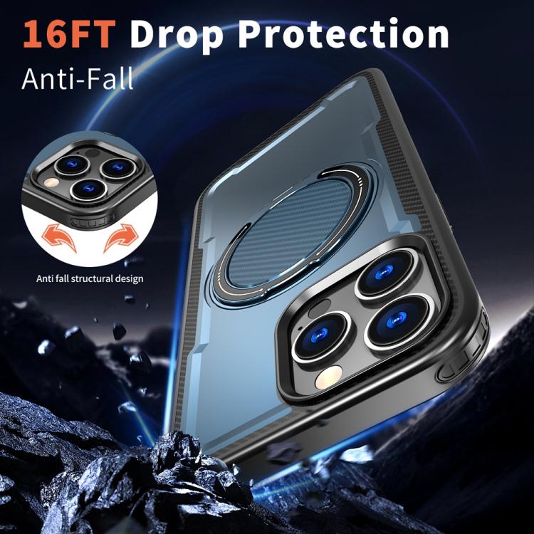 Funda metálica MagSafe con rotación de 360 grados para iPhone 16 Pro Max (azul marino)