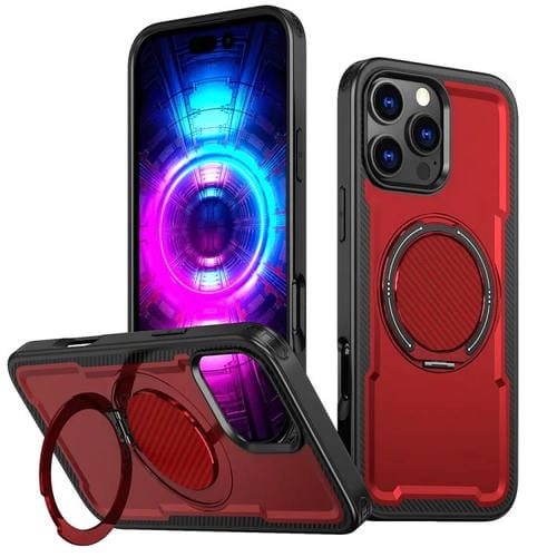 Funda metálica MagSafe con rotación de 360 grados para iPhone 16 Pro (roja)