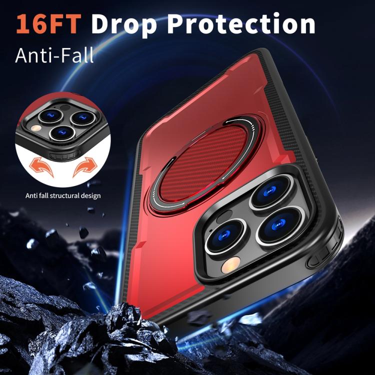 Funda metálica MagSafe con rotación de 360 grados para iPhone 16 Pro (roja)