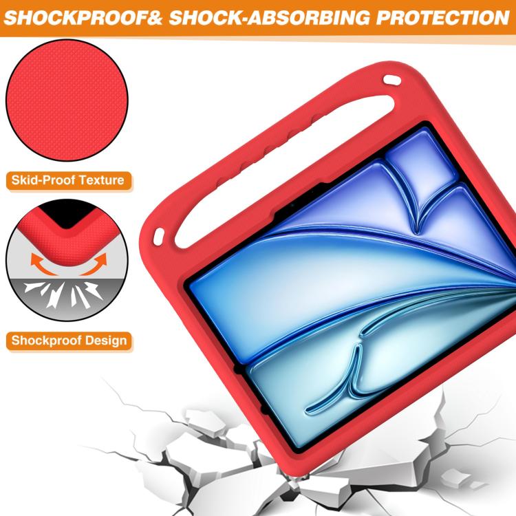 Funda de EVA a prueba de golpes con asa y soporte para iPad Air 11 (2024/2025) (roja)