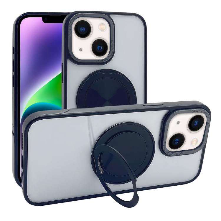 Funda semitransparente con rotación de 360 grados y MagSafe para iPhone 15 Plus/14 Plus (negra)