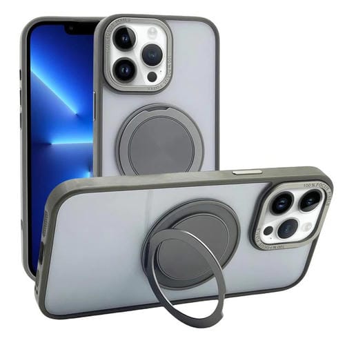 Funda MagSafe semitransparente con rotación de 360 grados para iPhone 13 Pro (gris)