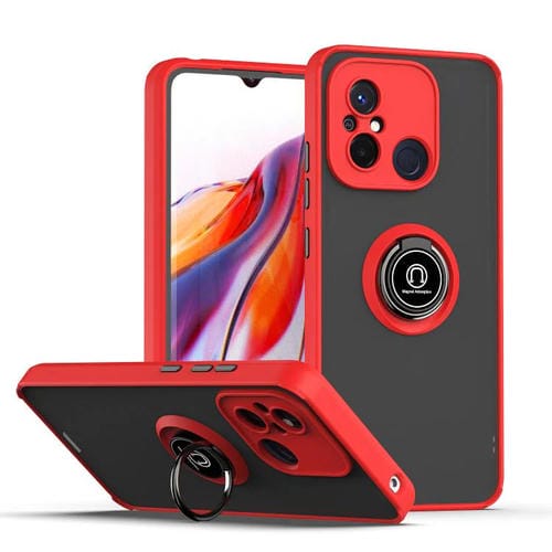 Funda de TPU + PC con anillo para Redmi 12C / 11A Q Shadow 1 Series (roja)
