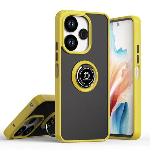 Funda de TPU + PC con anillo para Redmi 13 4G / Note 13R 5G Q Shadow 1 Series (amarilla)