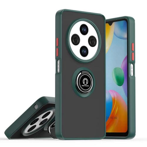 Funda de TPU + PC con anillo para Redmi 14C 4G Q Shadow 1 Series (verde oscuro)