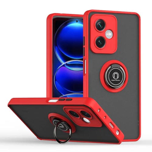 Funda de TPU + PC con anillo para Redmi Note 12 5G Global Q Shadow 1 Series (roja)