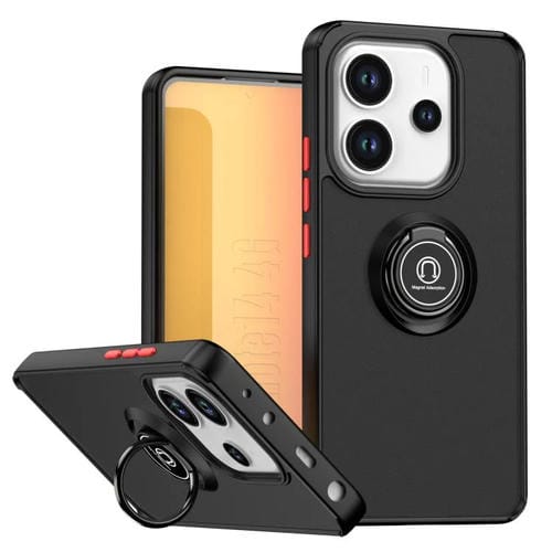 Funda de TPU + PC con anillo para Redmi Note 14 4G (164,84 mm) Serie Q Shadow 1 (Negro + Rojo)