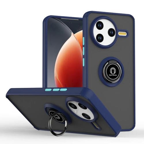 Funda de TPU + PC con anillo para Redmi K80 / Poco F7 Pro Q Shadow 1 Series (azul real)