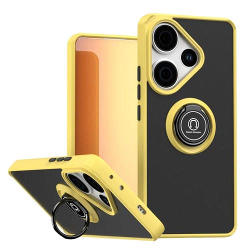 Funda de TPU + PC con anillo para Redmi Turbo 3 / Poco F6 Q Shadow 1 Series (amarilla)