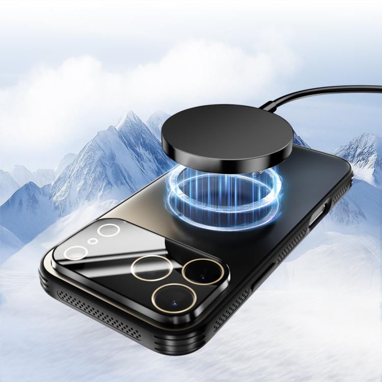 Funda ABEEL MagSafe esmerilada con disipación de calor y película para lente para iPhone 16e (plateada)