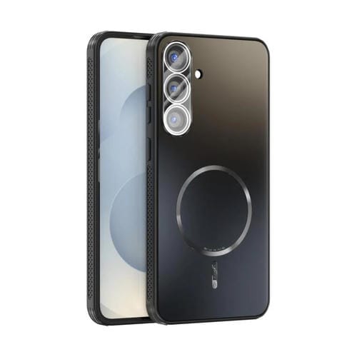 Funda ABEEL MagSafe esmerilada con disipación de calor y película para lente para Samsung Galaxy S25+ 5G (negra)