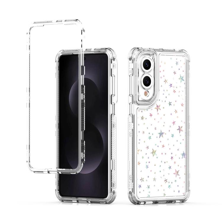 Funda de papel acrílico transparente con efecto láser para Samsung Galaxy S25 Edge 5G (Estrellas)