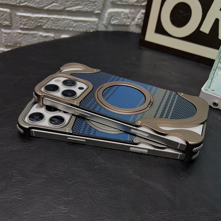 Funda metálica sin marco para iPhone 16 Pro Max con rotación de 360 grados y soporte MagSafe (plateada)
