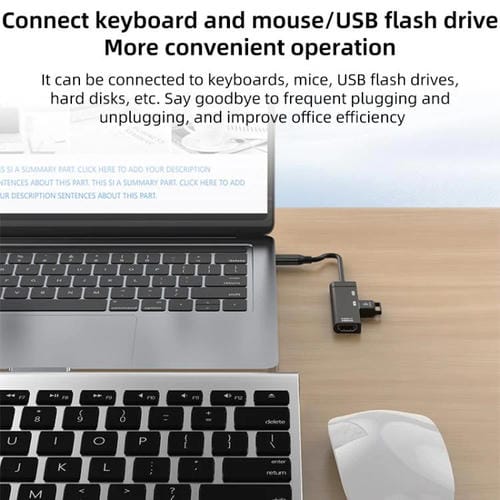 Estación de acoplamiento concentrador HDMI tipo C a tipo C USB-A (Gris)