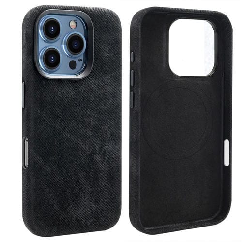 Funda VIETAO de cuero sintético con textura vaquera retro MagSafe para iPhone 15 Pro Max (negra)