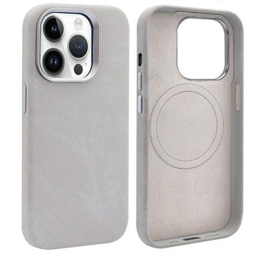 Funda VIETAO de cuero sintético con textura vaquera retro MagSafe para iPhone 13 Pro (gris plateado)