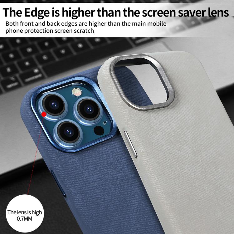 Funda VIETAO de cuero sintético con textura vaquera retro MagSafe para iPhone 15 Pro (azul oscuro)