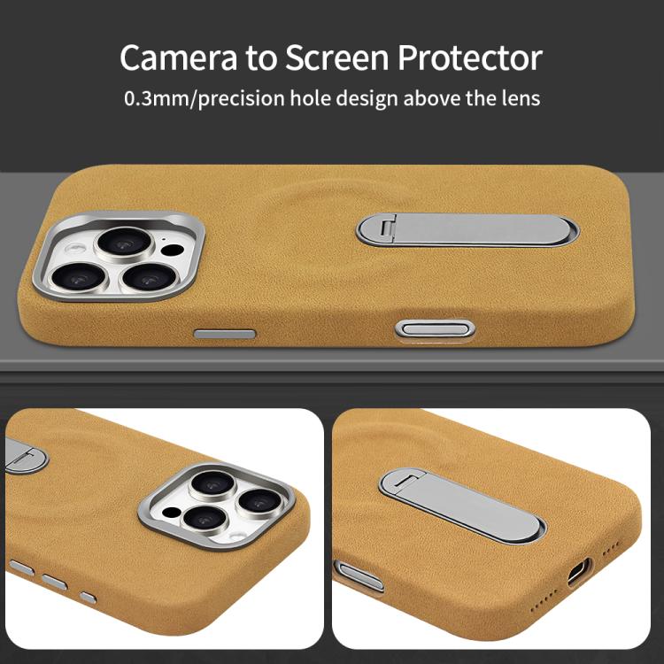 VIETAO - Funda de piel sintética MagSafe de ante con soporte para iPhone 16 Pro Max (negra)