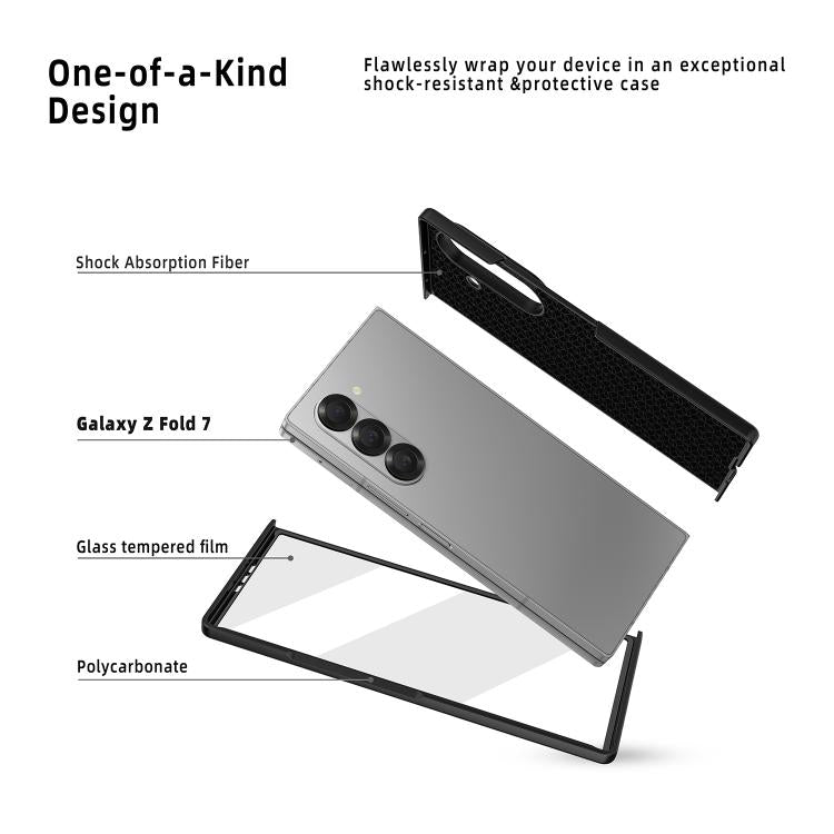 Funda para Samsung Galaxy Z Fold7 5G con diseño de lichi integrado, ranura para bolígrafo (sin bolígrafo) (negro)