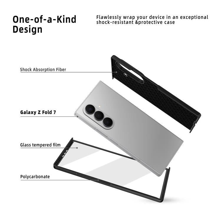 Funda para Samsung Galaxy Z Fold7 5G con ranura para tarjeta integrada y diseño de piel de lichi (marrón)