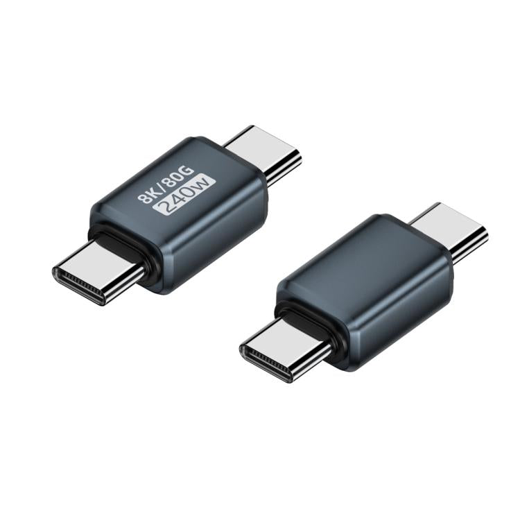 Adaptador tipo C de 240 W y 80 Gbps con todas las funciones. Modelo: conector macho recto a macho (azul).