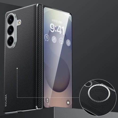 Funda SULADA 600D con textura de Kevlar para Samsung Galaxy Z Fold7 5G, a prueba de golpes (negra)