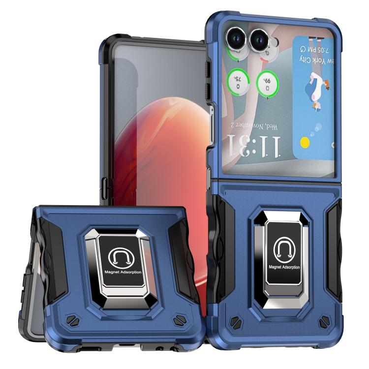 Funda protectora antideslizante y a prueba de golpes para Samsung Galaxy Z Flip7 con soporte para anillo (azul)