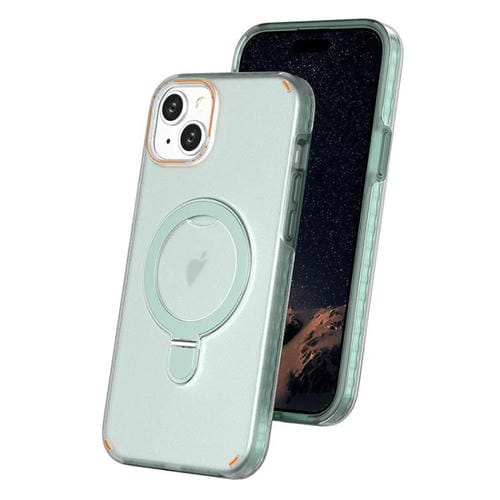 Funda colorida 2 en 1 con soporte de anillo MagSafe para iPhone 15 Plus (verde menta)