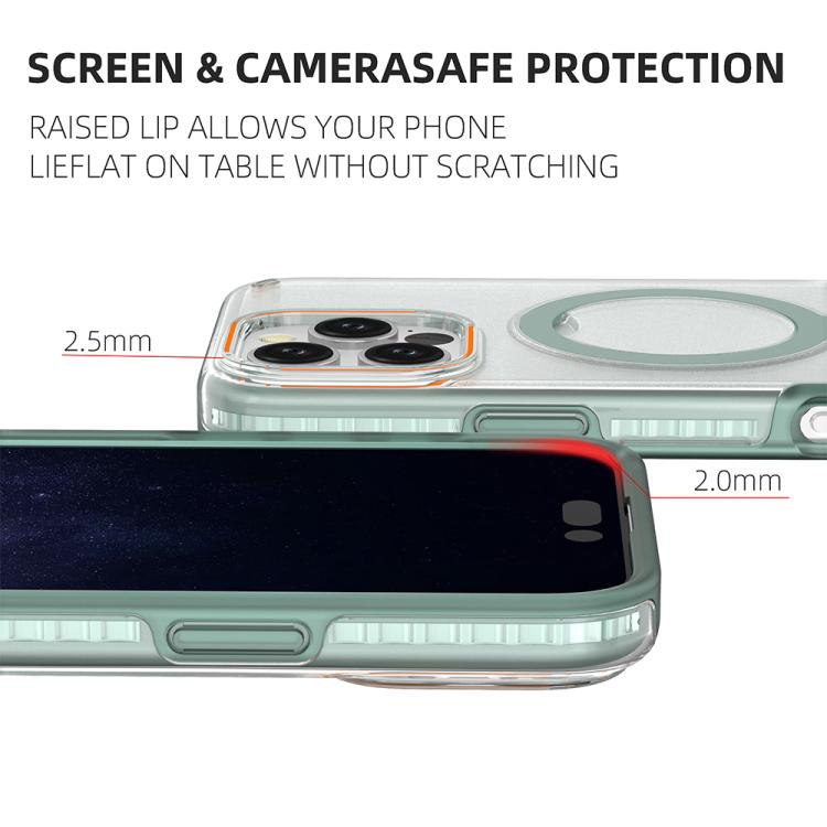 Funda colorida 2 en 1 con soporte de anillo MagSafe para iPhone 16 Pro Max (negro transparente)