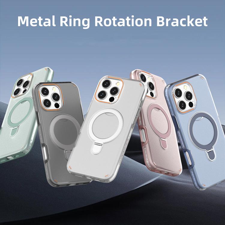 Funda colorida 2 en 1 con soporte de anillo MagSafe para iPhone 16 Pro Max (rosa)