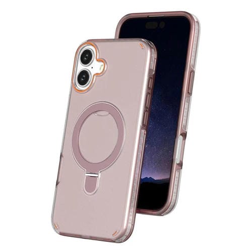 Funda colorida 2 en 1 con soporte de anillo MagSafe para iPhone 16 Plus (rosa)
