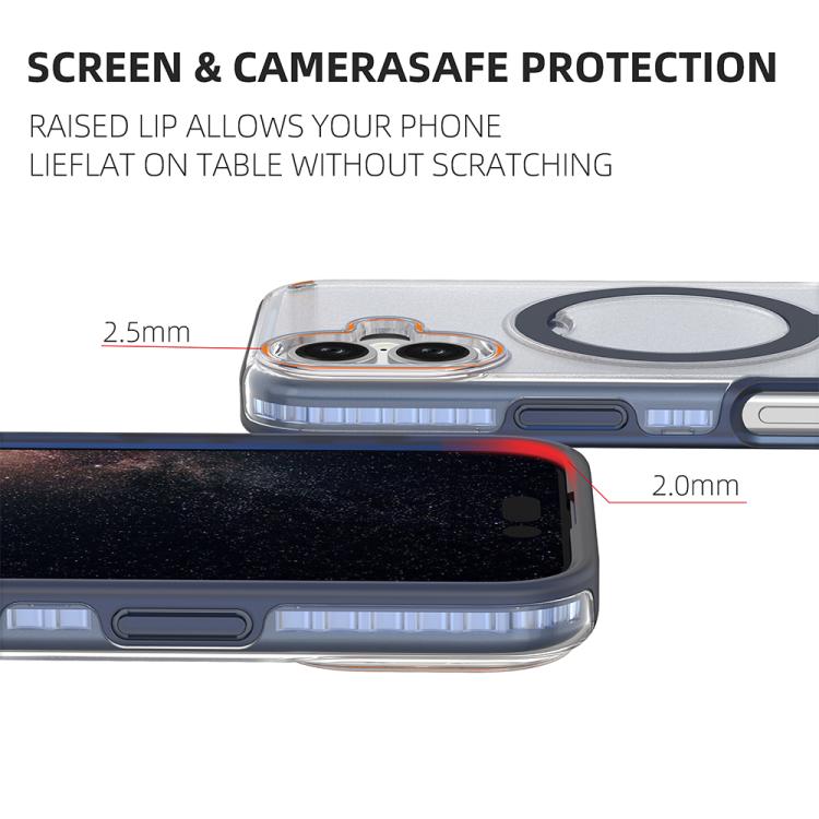 Funda colorida 2 en 1 con soporte de anillo MagSafe para iPhone 16 (azul rey)