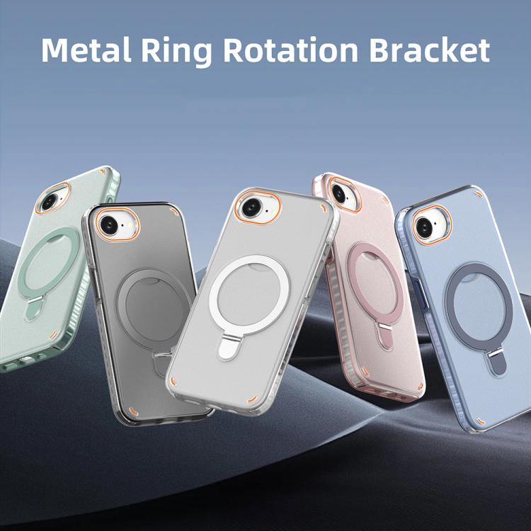 Funda colorida 2 en 1 con soporte de anillo MagSafe para iPhone 16e (azul rey)