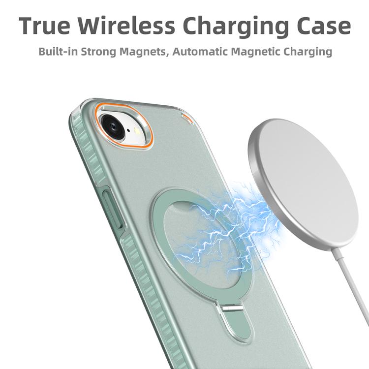 Funda colorida 2 en 1 con soporte de anillo MagSafe para iPhone 16e (azul rey)