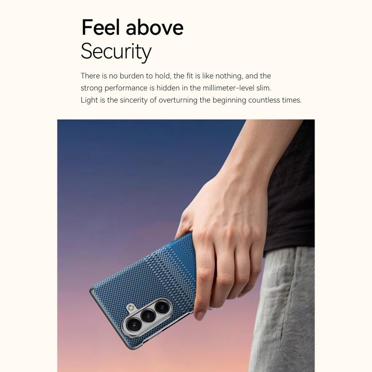 Funda de cuero magnético con textura tejida de Kevlar SULADA para Samsung Galaxy Z Fold7 5G (naranja)