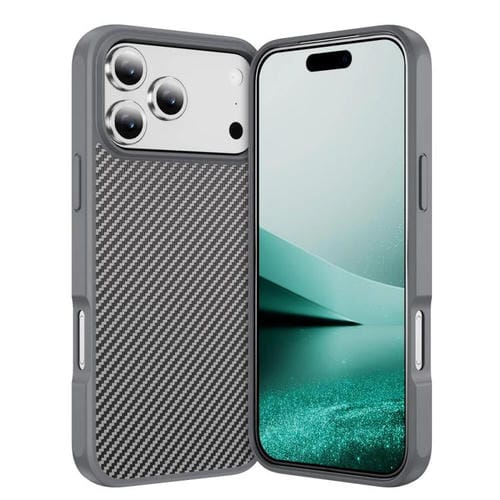 Funda MagSafe con textura de fibra de carbono y tacto suave para iPhone 17 Pro Max (gris)
