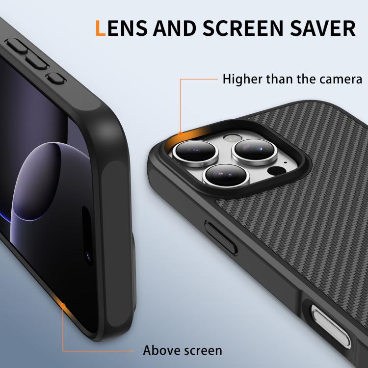For iPhone 16 Pro Max Carbon Fiber Texture Skin-feel MagSafe Phone Case(Black)