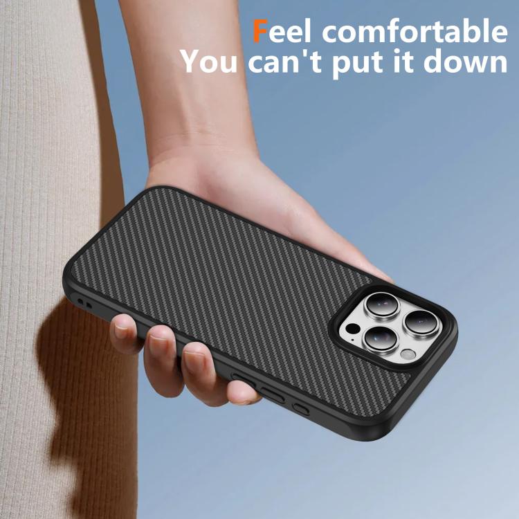 For iPhone 16 Pro Max Carbon Fiber Texture Skin-feel MagSafe Phone Case(Black)