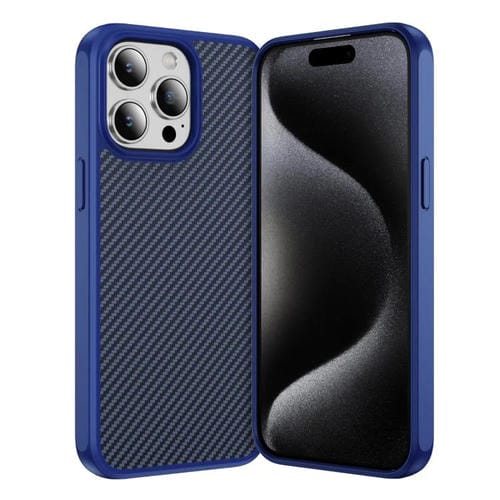 Funda MagSafe con textura de fibra de carbono y tacto suave para iPhone 15 Pro Max (azul)