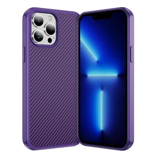 Funda MagSafe con textura de fibra de carbono y tacto suave para iPhone 13 Pro (morada)