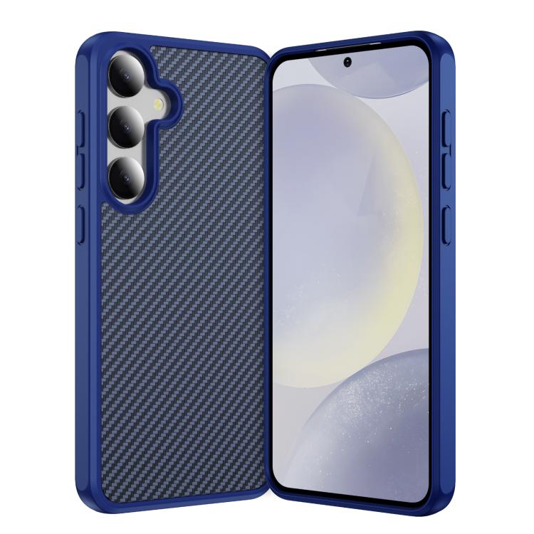 Funda MagSafe con textura de fibra de carbono y tacto suave para Samsung Galaxy S25+/S24+ 5G (azul)