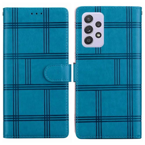 Funda de piel con relieve a cuadros para Samsung Galaxy A53 5G (azul)