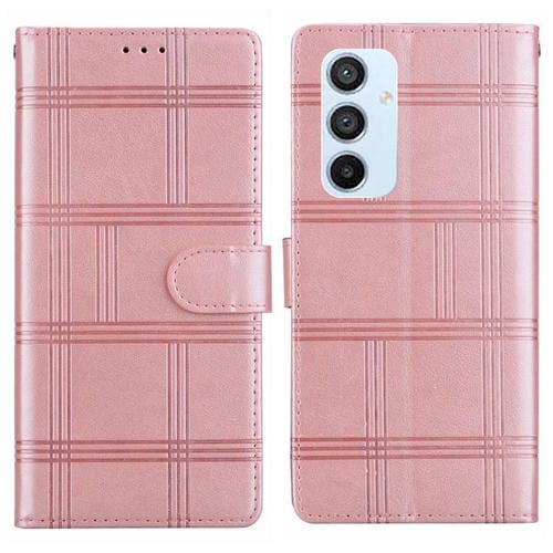 Funda de piel con relieve a cuadros para Samsung Galaxy A54 5G (rosa)