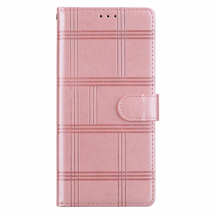 Funda de piel con relieve a cuadros para iPhone 16e (rosa)