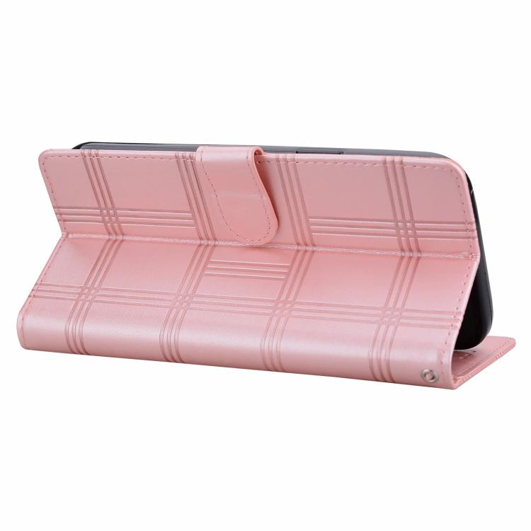 Funda de piel con relieve a cuadros para iPhone 16 Pro Max (rosa)